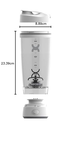 Promixx Bottiglia Originale Shaker - Alimentato a Batteria per Frullati di Proteine Lisci - Senza BPA, Tazza da 600ml (Bianco)