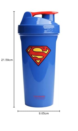 Smartshake Lite Justice League Protein Shaker Bottle 800ml - DC Comics Batman Borraccia per acqua a tenuta stagna BPA Free Gym Shaker Bottle per frullati proteici e proteine in polvere