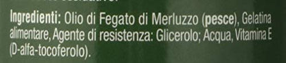 Naturando Olio di Fegato di Merluzzo ricco di Omega 3, vitamina A e vitamina D e Vitamina E - 70 capsule