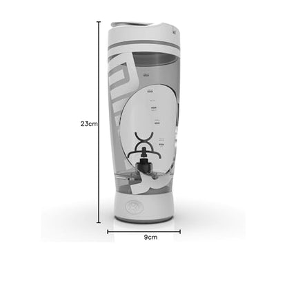 Promixx Bottiglia Originale Shaker - Alimentato a Batteria per Frullati di Proteine Lisci - Senza BPA, Tazza da 600ml (Bianco)