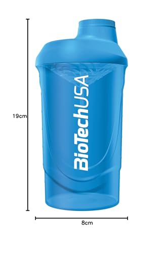 BioTechUSA Wave Shaker | Bottiglia shaker | 100% a prova di perdite | Miscelazione migliorata | Durevole e sicura | Facile da usare e da pulire, 600 ml, Ciano