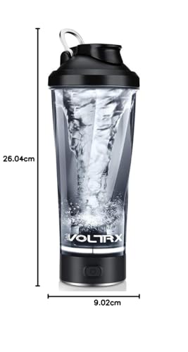 VOLTRX Shaker per Proteine Elettrico, Fatto con Tritan - Senza BPA - 24oz(700ml) Vortex Portatile Mixer Cup/Tazze Shaker Ricaricabili USB per Frullati Proteici (Nero)