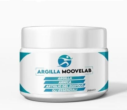 ARGILLA MOOVELAB Argilla Antinfiammatoria con Arnica, Artiglio del Diavolo e Oli Essenziali. Crema Pronta all’ Uso. Argilla per Dolori da Traumi e infiammazioni Formula Potente 250 ml