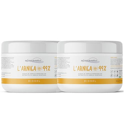 Saf.Nutraceutica - L'Arnica 99% per Cavalli Uso Umano Extra Forte, Biogel a Rapida Azione, 99% Naturale, Super Concentrata Made in italy con Arnica Montana, Dermatologicamente Testato, 500 ml