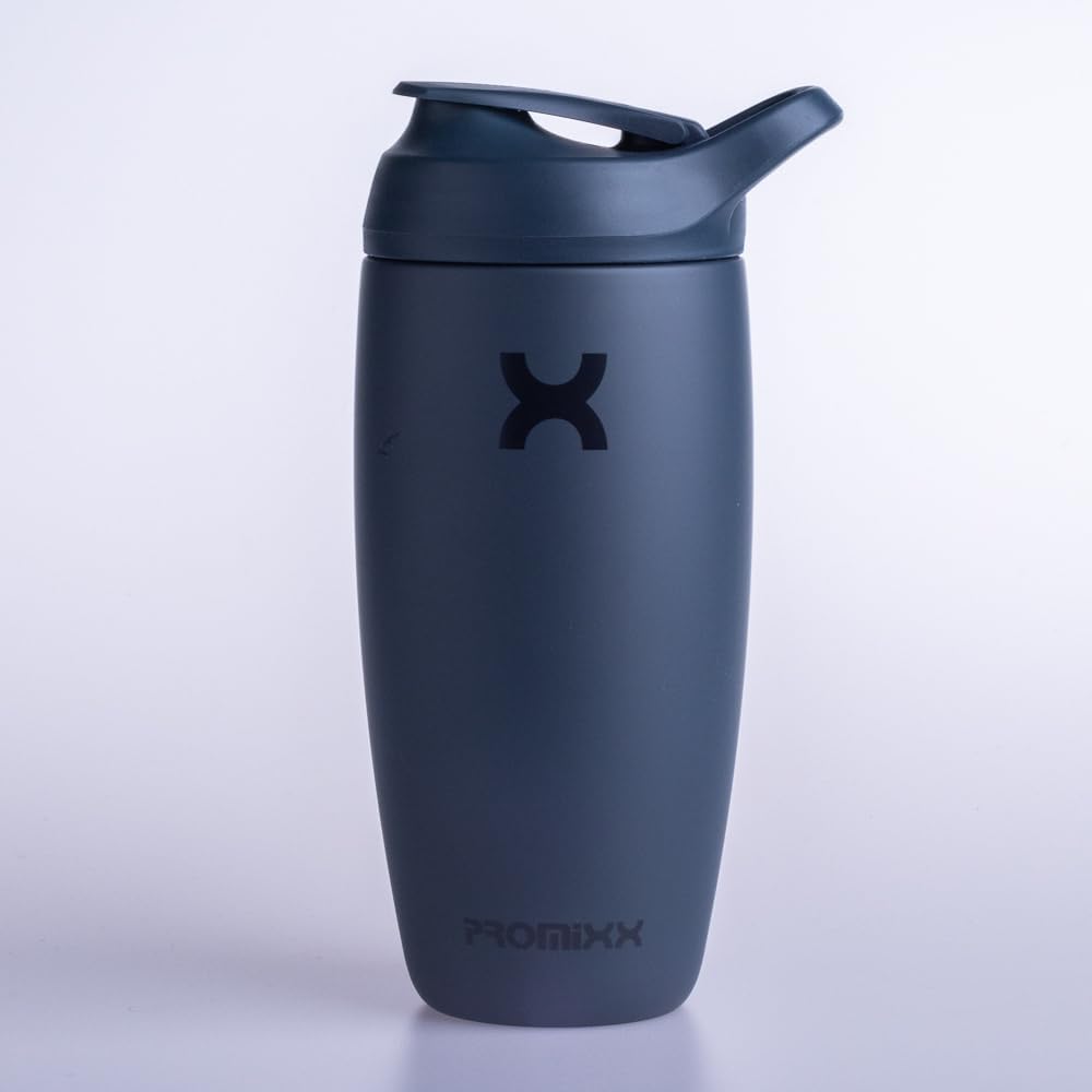 Promixx Pursuit Shaker Bottle New Edition - Borraccia termica in acciaio inox e tazza frullatore, 550 ml, Blu Notte