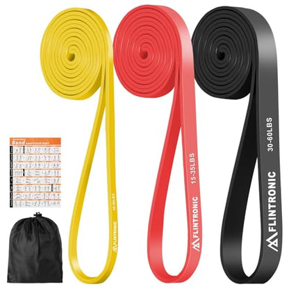 Flintronic Bande Elastiche Fitness, Elastico Fitness per Trazioni, 3/4 Diversi Diversi Livelli di Resistenza, Resistance Bands per Calisthenics, Elastici Palestra per Uomini Donne Fitness,Stretching