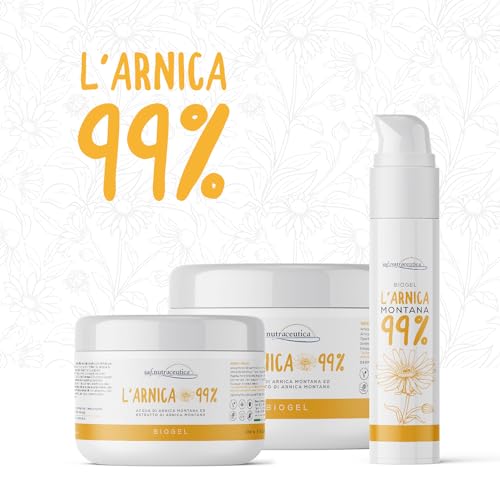 Saf.Nutraceutica - L'Arnica 99% per Cavalli Uso Umano Extra Forte, Biogel a Rapida Azione, 99% Naturale, Super Concentrata Made in italy con Arnica Montana, Dermatologicamente Testato, 500 ml