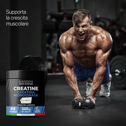 Bandini® Creatina CREAPURE® Monoidrata in Polvere Pura - Integratore per Allenamento, Sport, Palestra e Pre Workout - Include Dosatore - 100% Vegan - A base di Creatine Monoidrato per ATP e recupero