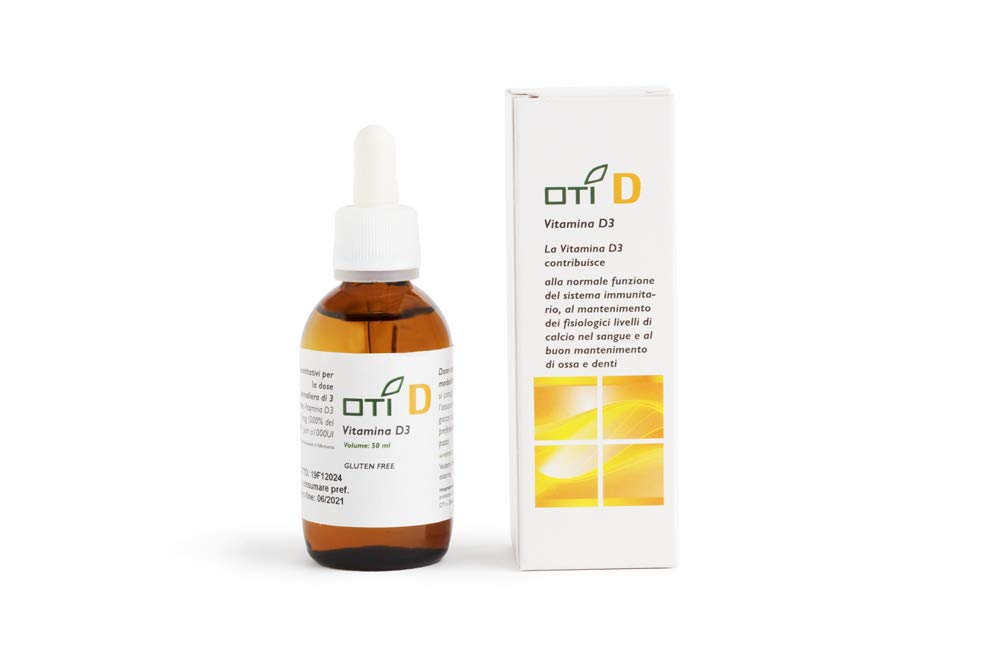 OTI D - Integratore Alimentare a base di Vitamina D3 - Rafforza il Sistema Immunitario e Mantiene Livello Naturale di Calcio nel Sangue per Mantenimento di Ossa e Denti - Gocce 50 ml