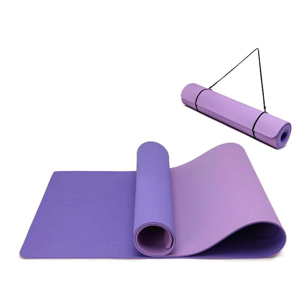 Oak & Tea Tappetino da yoga, tappetino da yoga spesso antiscivolo per donne/uomini, tappetini per esercizi per la casa palestra con cinghia di trasporto, tappetino ecologico in TPE per yoga, meditazione, pilates, 183 x 61 x 0,6 cm