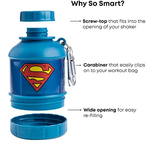 SmartShake Whey2Go Imbuto, scatola di proteine, scatola di conservazione, 110 ml, DC Batman