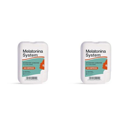 Melatonina System, 300 Compresse Melatonina 1Mg, Integratore Alimentare Utile per Prendere Sonno e Alleviare i Sintomi del Jet Lag, Regola il Ciclo Sonno-Veglia,con Dispenser, 30g