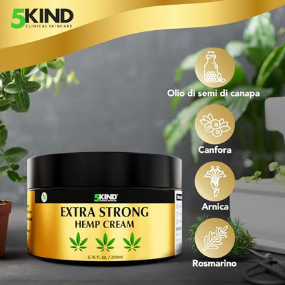 5kind crema canapa extra forte 100 ml - Crema Muscolare Idratante e Ricca Di Estratti Naturali. Calma Piedi, Spalle e Ginocchia