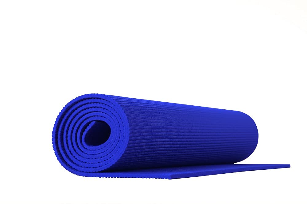 Tappetino Yoga Fitness Ginnastica Tappeto Palestra Antiscivolo Arrotolabile 61 x 173 Cm Pilates Workout - Blu