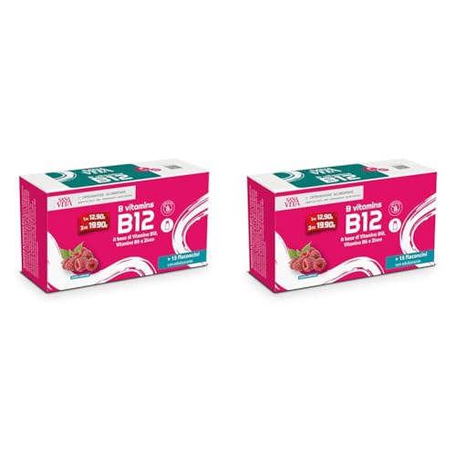 Sanavita B12 Integratore alimentare con B12, B6 e Zinco - 15 flaconcini liquidi per confezione Gusto lampone