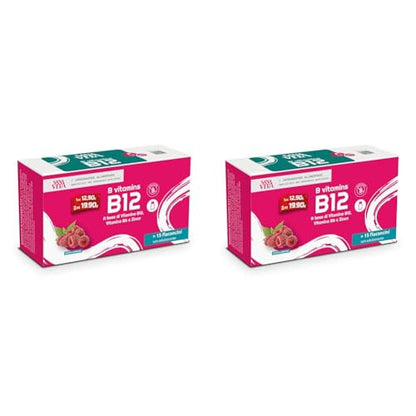 Sanavita B12 Integratore alimentare con B12, B6 e Zinco - 15 flaconcini liquidi per confezione Gusto lampone