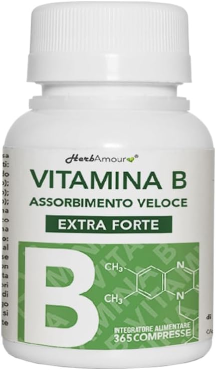 VITAMINA B EXTRA FORTE I 365 Compresse (Scorta Per 12 Mesi)| Complex di Vitamina B con Vitamina B1, B2, B3, B5, B6, B12, con Biotina, Acido Folico e Vitamina B12