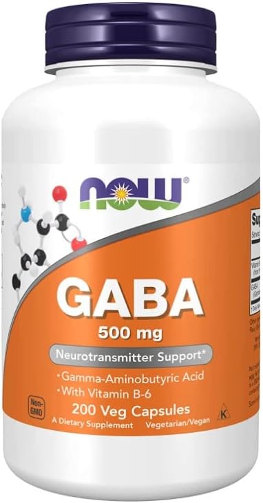 NOW Foods GABA con vitamina B6, 500 mg – 200 capsule