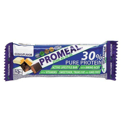 Volchem Promeal Zone 40-30-30, Barretta Proteico-Energetica con Ripartizione di Carboidrati-Proteine-Grassi (40-30-30), Senza Grassi Idrogenati, Scatola da 24 Barrette, Gusto Menta, 1200 g