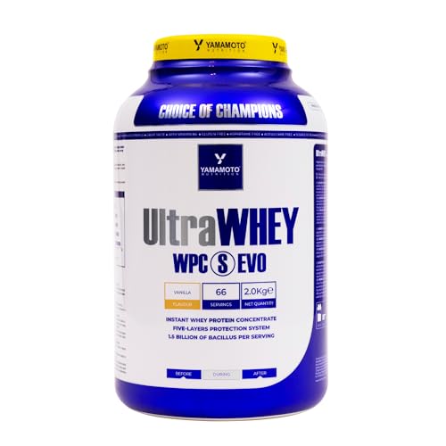 YAMAMOTO NUTRITION Ultra Whey WPC S EVO 2 kg, Integratore Alimentare di Proteine del Siero Concentrate e Spore di Bacillus, Aumento Massa Muscolare, Gusto Cioccolato