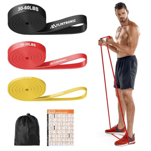 Flintronic Bande Elastiche Fitness, Elastico Fitness per Trazioni, 3/4 Diversi Diversi Livelli di Resistenza, Resistance Bands per Calisthenics, Elastici Palestra per Uomini Donne Fitness,Stretching