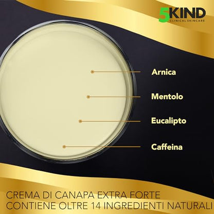 5kind crema canapa extra forte 100 ml - Crema Muscolare Idratante e Ricca Di Estratti Naturali. Calma Piedi, Spalle e Ginocchia