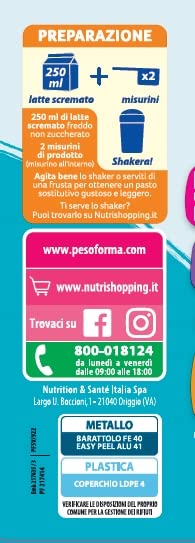 Pesoforma Smoothie Frutti di Bosco, Pasto sostitutivo per il controllo del peso, Smoothie gustoso che aiuta a rimettersi in forma, Ricco in proteine e fibre, Solo 202 calorie, 16 pasti, 436 gr