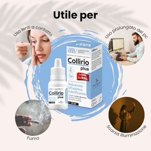 Sanavita - Collirio Plus, 0.4% di Acido Ialuronico Flaconcino pluridose 10ml