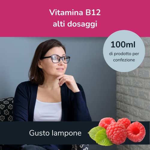 Sanavita B12 Integratore alimentare con B12, B6 e Zinco - 15 flaconcini liquidi per confezione Gusto lampone