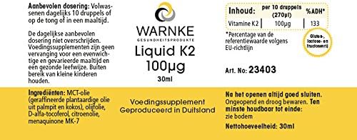 Vitamina K2 olio - mk7 100mcg - 10 gocce - 30ml - Menachinone MK-7 | Warnke Vitalstoffe - Qualità da farmacia tedesca