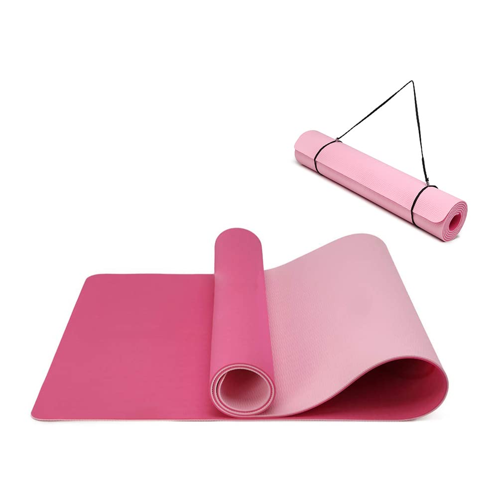 Oak & Tea Tappetino da yoga, tappetino da yoga spesso antiscivolo per donne/uomini, tappetini per esercizi per la casa palestra con cinghia di trasporto, tappetino ecologico in TPE per yoga, meditazione, pilates, 183 x 61 x 0,6 cm