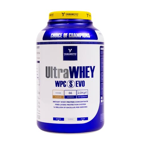 YAMAMOTO NUTRITION Ultra Whey WPC S EVO 2 kg, Integratore Alimentare di Proteine del Siero Concentrate e Spore di Bacillus, Aumento Massa Muscolare, Gusto Cioccolato