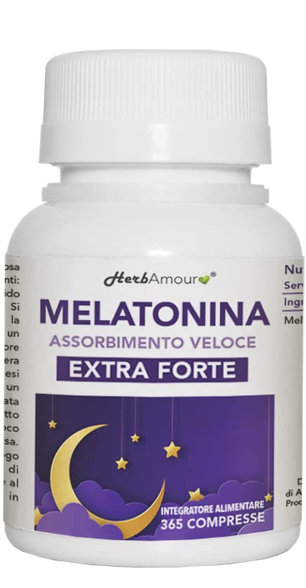 HerbAmour MELATONINA PURA EXTRA FORTE | Integratore I 365 Compresse