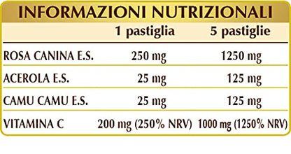 Dr. Giorgini Integratore Alimentare, Vitamina C Pura Pastiglie, 180 Unità, 90 Grammi