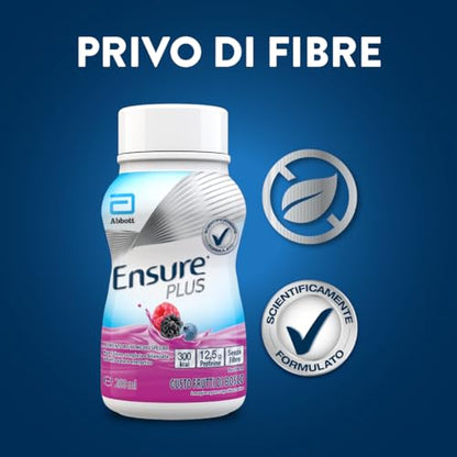 Ensure Plus Supplemento Nutrizionale Ipercalorico con Proteine, privo di Fibre |Formato bevanda| Alimento a fini medici speciali completo e bilanciato | Confezione 4x200ml Gusto Vaniglia