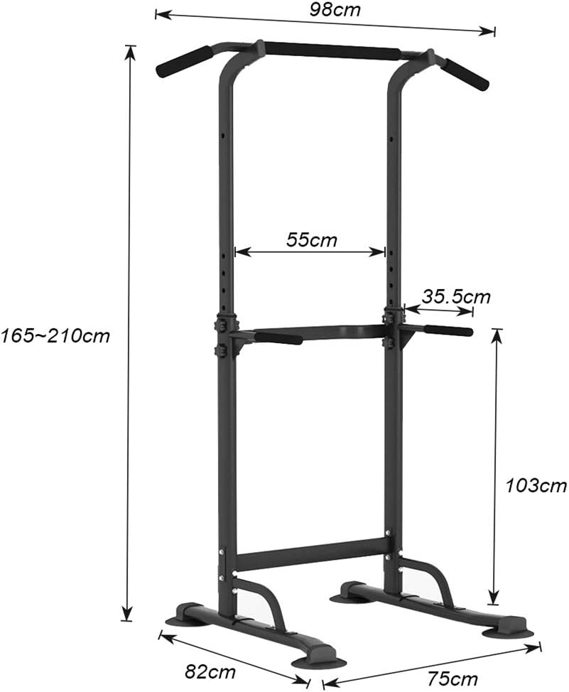 sogesfurniture Power Tower, Dip Station, Sbarra per trazioni,Fitness Multifunzione per Flessioni Trazioni Fitness e Addominali,Altezza Regolabile da 165-210 cm, BHEU-PSBB005