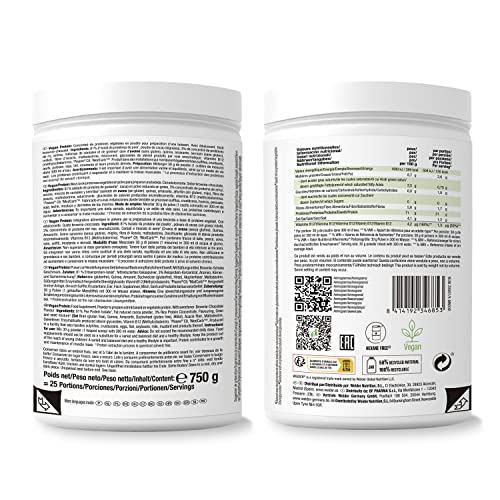 Weider Vegan Protein (750g) Gusto Cappuccino. Proteine Vegane 23g/dose isolate di piselli e riso, Con Vitamina B12 e Stevia, Senza Glutine, Senza Zucchero, Contenitore 50% Riciclato, 100% Riciclabile