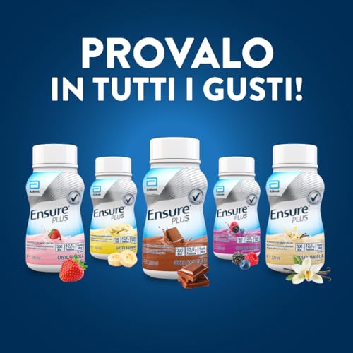 Ensure Plus Supplemento Nutrizionale Ipercalorico con Proteine, privo di Fibre |Formato bevanda| Alimento a fini medici speciali completo e bilanciato | Confezione 4x200ml Gusto Vaniglia