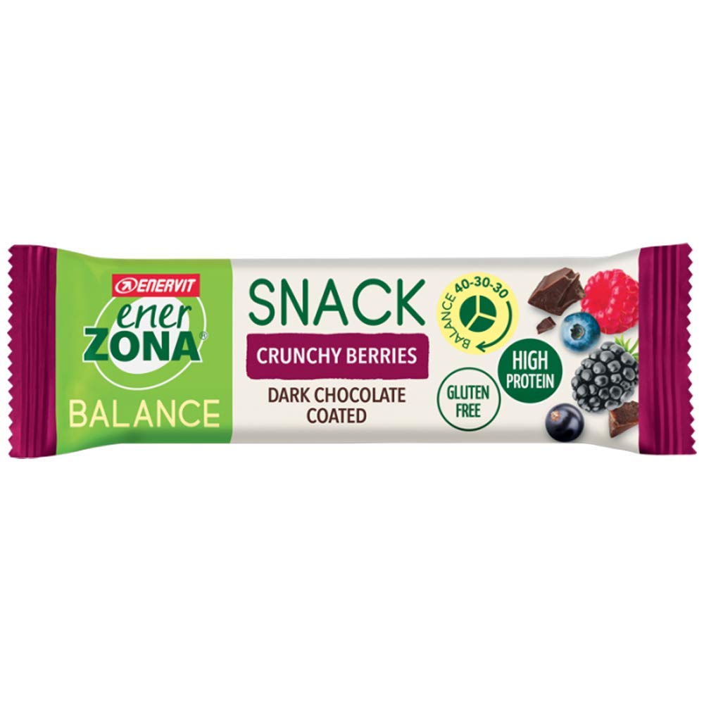 Enervit, Enerzona Protein Snack 40-30-30 Gusto Crunchy Berries, 30 Barrette Proteiche da 33gr Dieta a Zona con Proteine del Latte e Fibre, per Mantenere il Tono Muscolare, Senza Olio di Palma