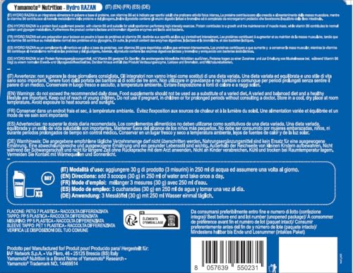 Hydro RAZAN® new formula integratore alimentare a base di proteine del siero del latte idrolizzate Optipep® 90 con aggiunta di probiotici ed enzimi digestivi gusto Cioccolato 700 g