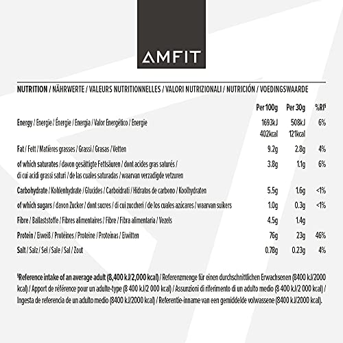 Marchio Amazon - Amfit Nutrition Proteine del Siero di Latte in Polvere, Nocciola e Cioccolato, 33 porzioni, 1 kg (Confezione da 1)