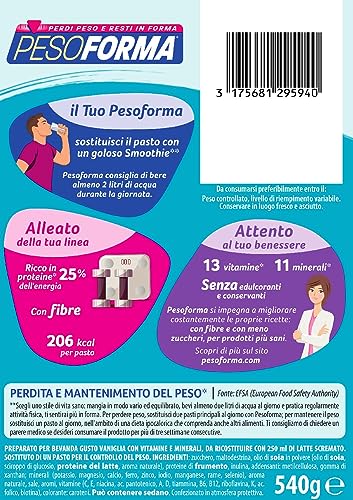 PESOFORMA CHOCO SMOOTHIE, Pasto Sostitutivo per il Controllo del Peso, Smoothie Gustoso che Aiuta a Rimettersi in Forma, Ricco in Proteine e Fibre, Solo 205 Calorie, 20 pasti, 540 gr