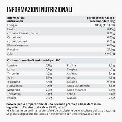 WFN Approved Casein - Neutro - 1 kg - Proteine della caseina con lattasi - Proteina in polvere cremosa - Molto solubile - Prodotto in Germania - Testato in laboratorio esterno