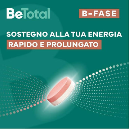 Be-Total B-Fase Integratore Alimentare con Biotina, Vitamina B, Rodiola Rosea e Teobroma Cacao per un sostegno Rapido e Prolungato alla tua Energia, 20 compresse doppio strato