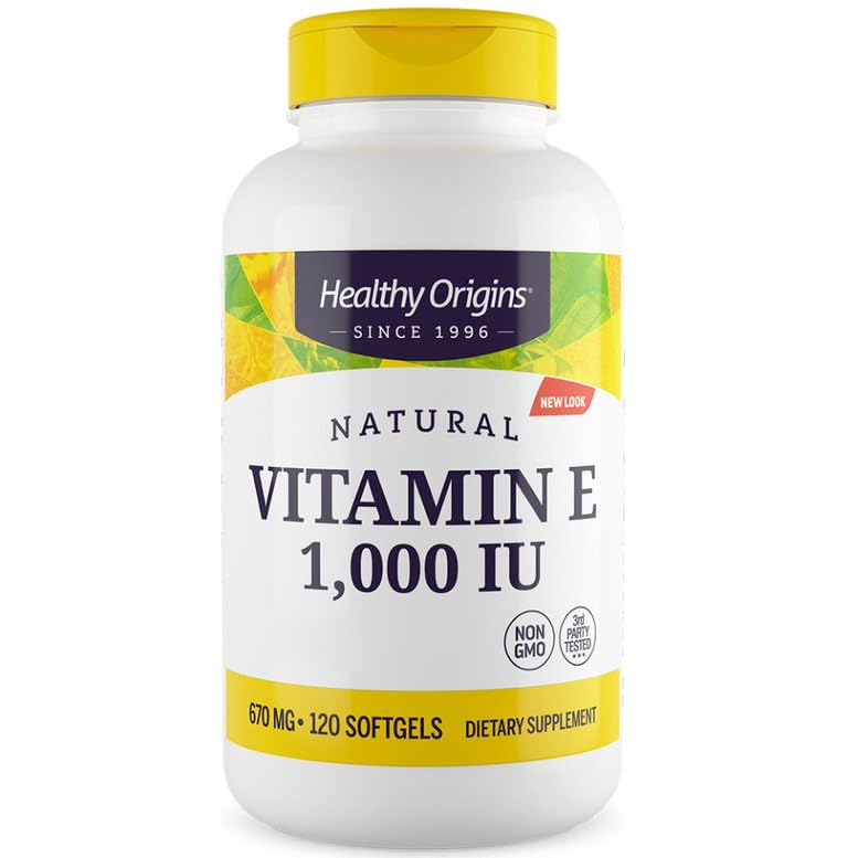 Healthy Origins, Natural Vitamin E, 400 UI per capsula, 180 Capsule morbide, Testato in Laboratorio, Senza Glutine, Non OGM, Vitamina E come tocoferolo