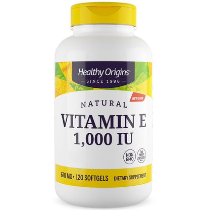 Healthy Origins, Natural Vitamin E, 400 UI per capsula, 180 Capsule morbide, Testato in Laboratorio, Senza Glutine, Non OGM, Vitamina E come tocoferolo