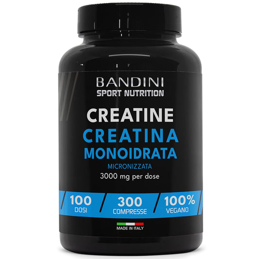 Bandini® Creatina Monoidrata 3.000mg, Creatina Vegana 300 Compresse (Scorta per +3 Mesi), Creatina Monoidrato Micronizzata, Creatine Monohydrate, Pre Intra Post Workout, Allenamento, Palestra