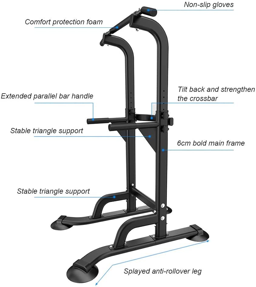 SogesHome Power Tower Stazione Multifunzionale Professionale Barra per Esercizi a Torre per Esercizi di Allenamento a casa e Palestra 75 x 82 x 165-210 cm