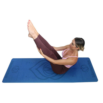 biomundus tappetino yoga antiscivolo + cinghia per lo Yoga + linee di posizione+ borsa tappetino fitness pieghevole tappetino palestra casa tappeto yoga mat