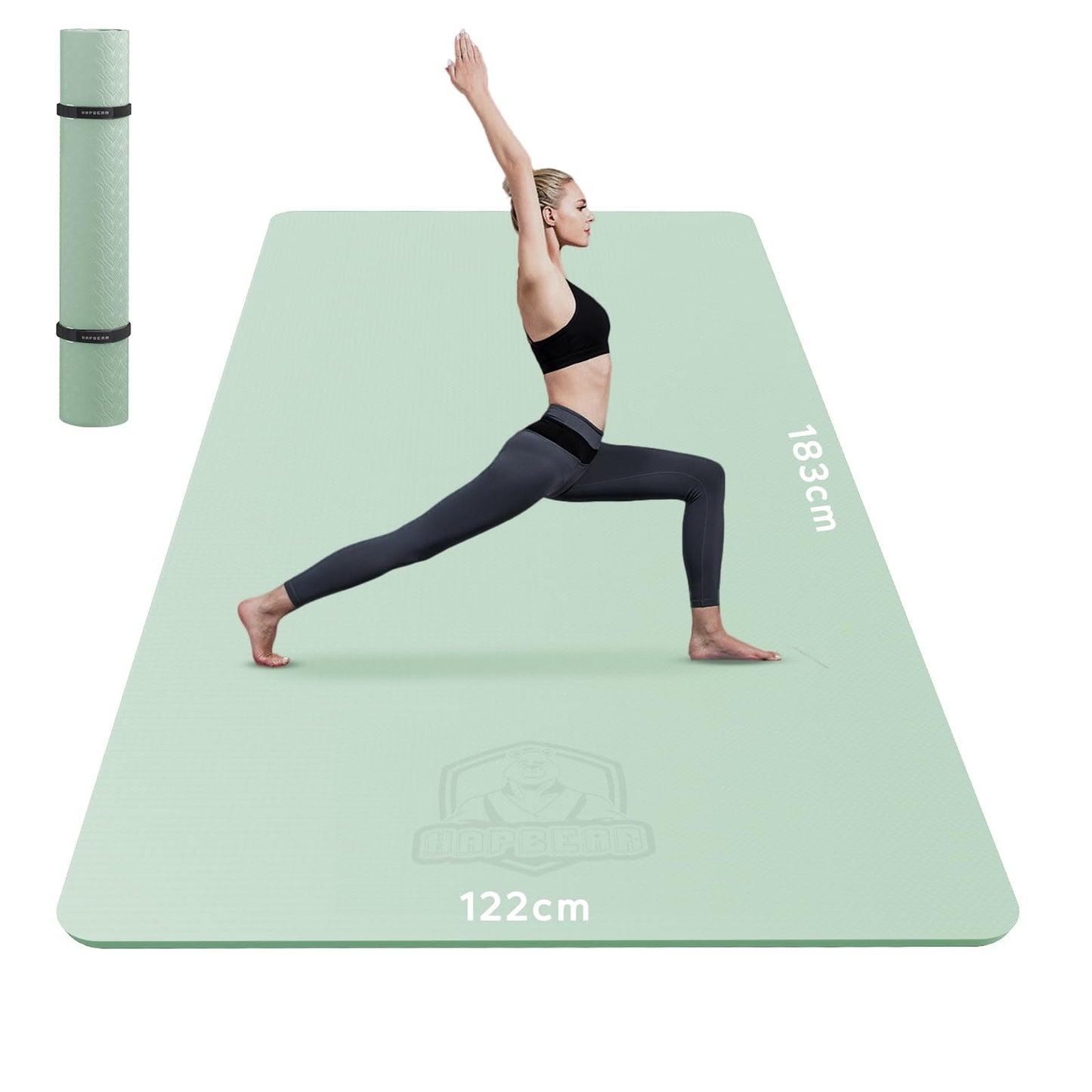 HAPBEAR Tappetino Yoga Grande, 183x122cm /198×137cm×6mm, Antiscivolo Professionale Con Superficie Testurizzata per Yoga, Ginnastica, Allenamento, Pilates